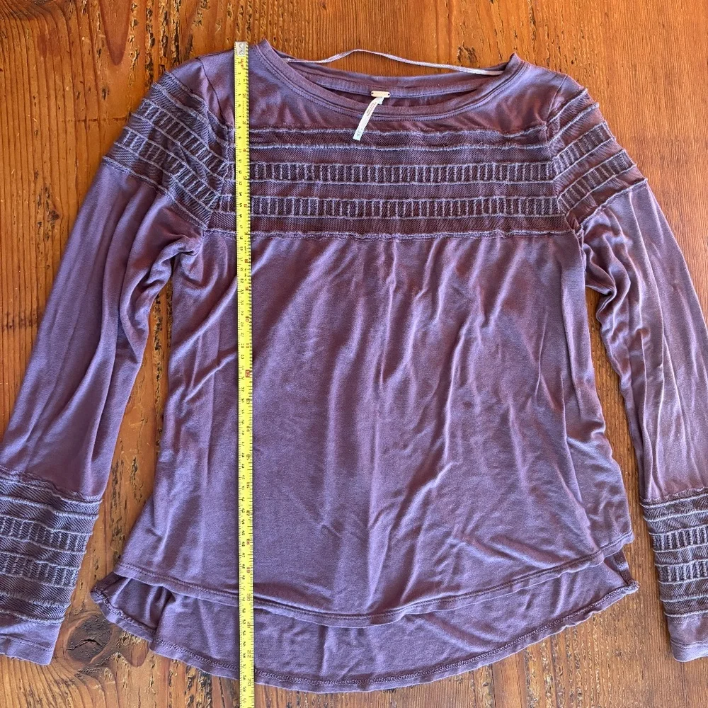Free People Roxie Purple Long Sleeve Sheer Detailed Blouse Size XS